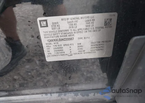 2017 GMC Acadia Denali from USA, damaged, VIN 1GKKNXLS9HZ200967